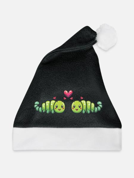 Wurm Paar Liebe Valentinstag - Weihnachtsmütze - Schwarz/Weiß - Vorne