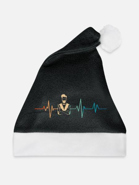Heartbeat Retro Friseur - Weihnachtsmütze - Schwarz/Weiß