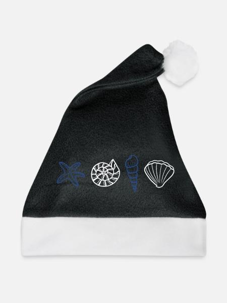 Muscheln - Meerestiere - Weihnachtsmütze - Schwarz/Weiß - Vorne
