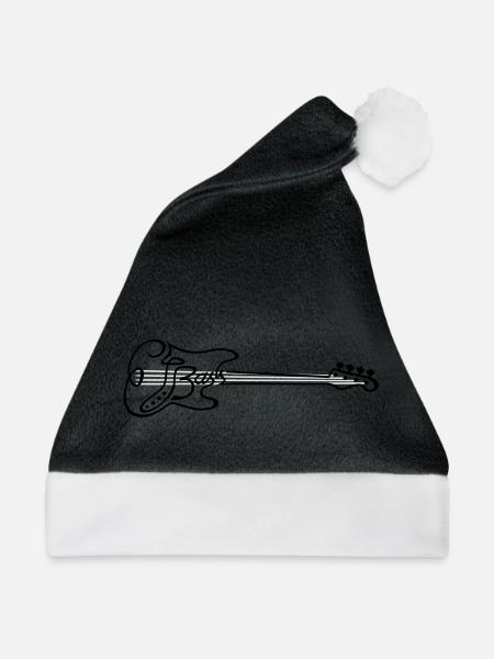 E-Bass mit Saiten - Weihnachtsmütze - Schwarz/Weiß - Vorne