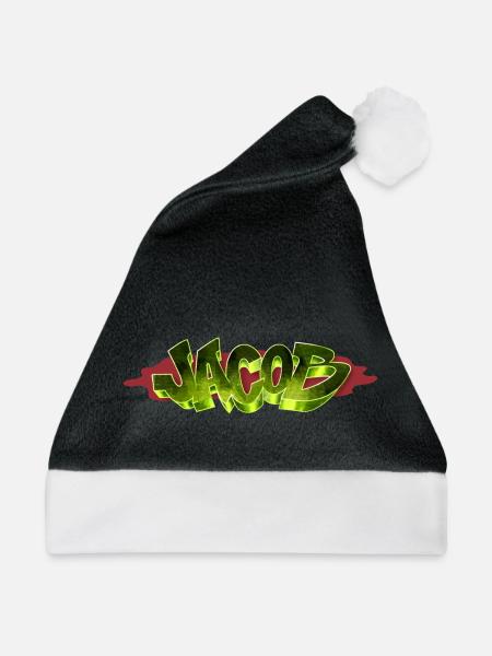 Jacob Graffiti Name - Weihnachtsmütze - Schwarz/Weiß - Vorne