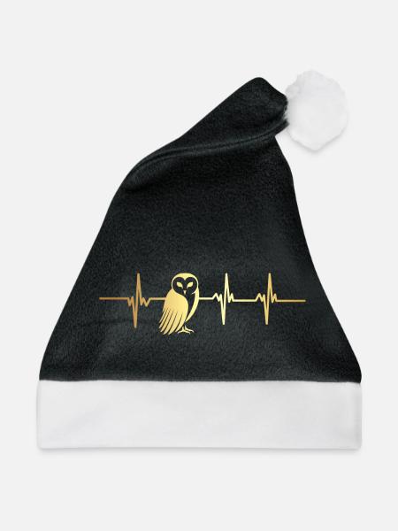 Herzschlag-Eule - Weihnachtsmütze - Schwarz/Weiß