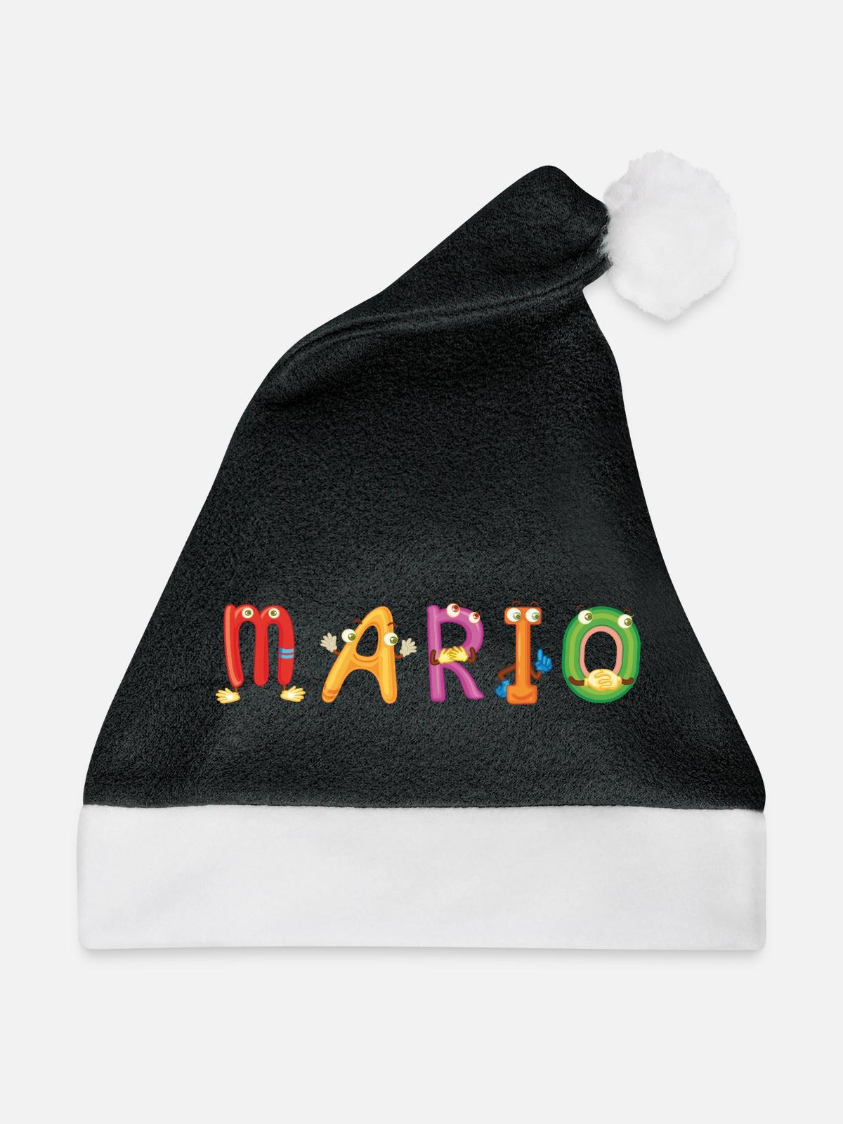 Mario - Weihnachtsmütze - Schwarz/Weiß - Vorne