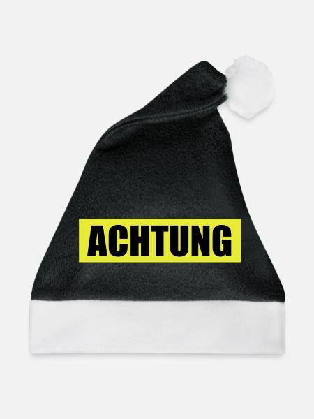 Achtung - Attention - Weihnachtsmütze - Schwarz/Weiß