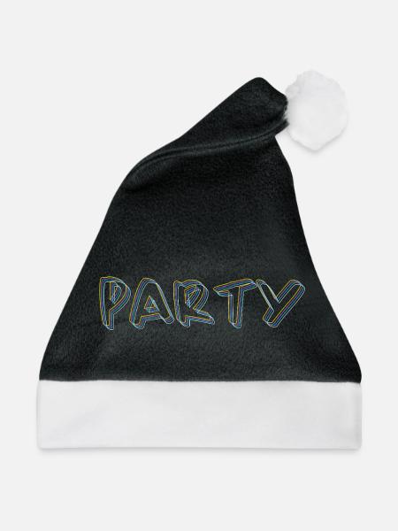 Party #party, Party tshirt - Weihnachtsmütze - Schwarz/Weiß - Vorne