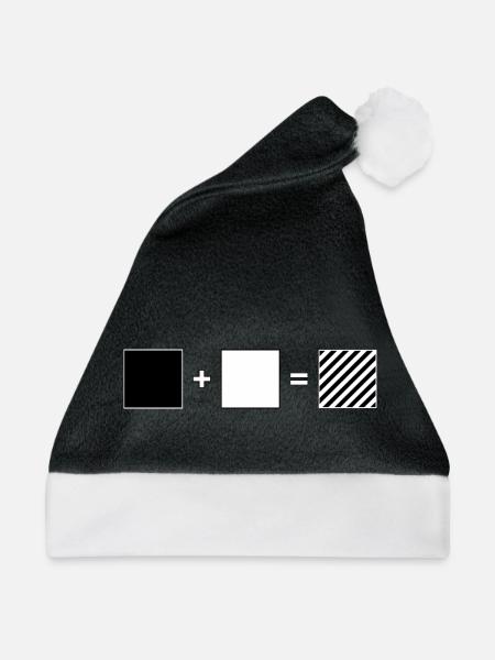 Schwarz + Weiß = Quergestreift – Schräg - Weihnachtsmütze - Schwarz/Weiß - Vorne
