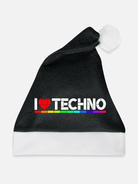 I love Techno - Weihnachtsmütze - Schwarz/Weiß