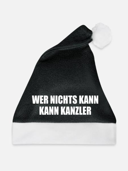 wer nichts kann kann kanzler - Weihnachtsmütze - Schwarz/Weiß - Vorne