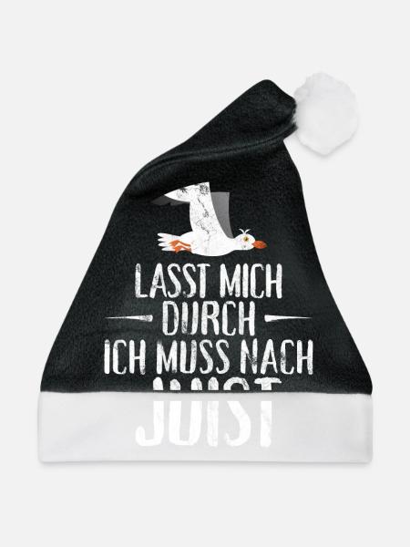 Lasst mich durch ich muss nach Juist Möwe - Weihnachtsmütze - Schwarz/Weiß