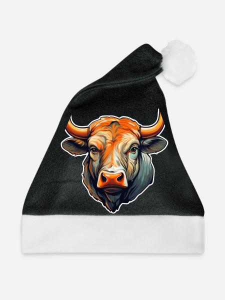 Stierkopf - Weihnachtsmütze - Schwarz/Weiß