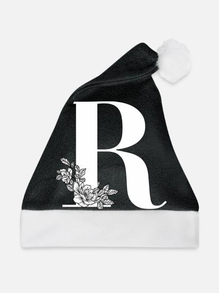 Buchstabe R - Weihnachtsmütze - Schwarz/Weiß - Vorne