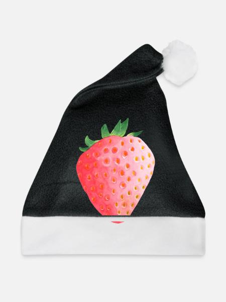 Erdbeere - Weihnachtsmütze - Schwarz/Weiß