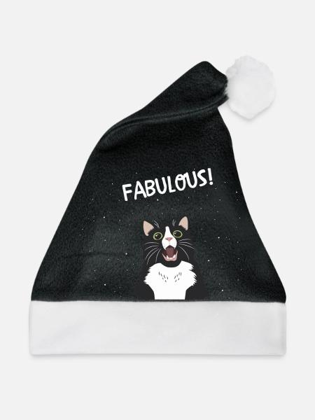 fabelhafte Katze - Weihnachtsmütze - Schwarz/Weiß
