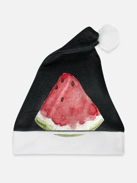 Wassermelonen-Scheibe - Weihnachtsmütze - Schwarz/Weiß