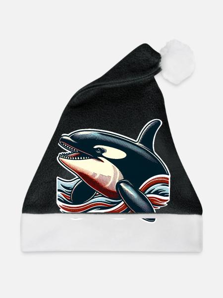 Orca Schwertwal - Weihnachtsmütze - Schwarz/Weiß - Vorne