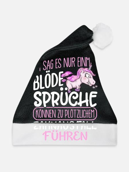 Einhorn Blöde Sprüche - Weihnachtsmütze - Schwarz/Weiß - Vorne