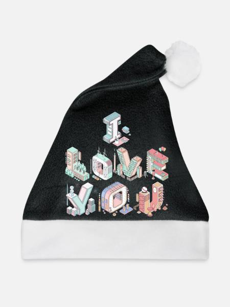 I LOVE YOU - Weihnachtsmütze - Schwarz/Weiß