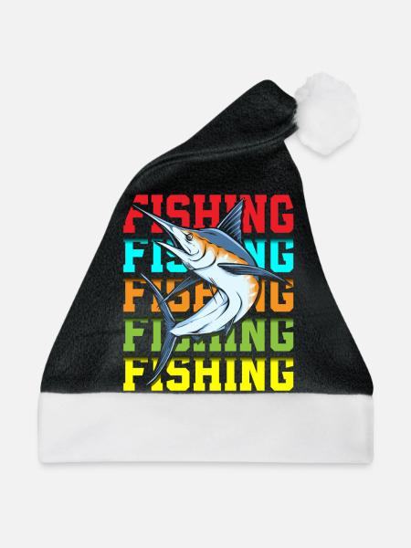 Fischer Fischen Angel Köder - Weihnachtsmütze - Schwarz/Weiß - Vorne