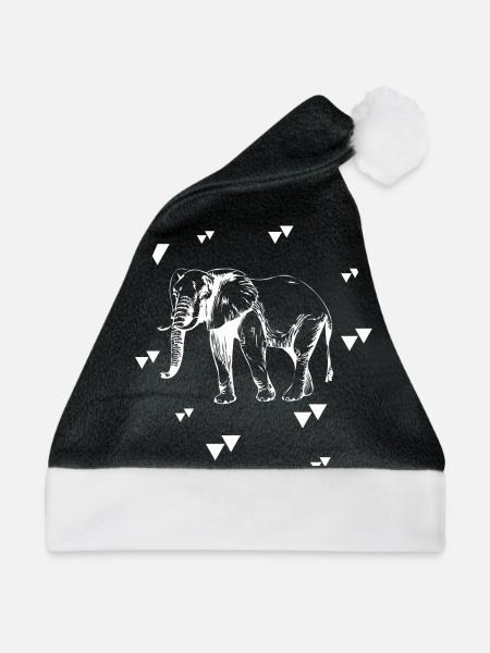 Elefant - Afrika Safari Natur - Weihnachtsmütze - Schwarz/Weiß