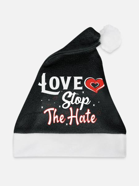 Love Stop the hate - Weihnachtsmütze - Schwarz/Weiß - Vorne