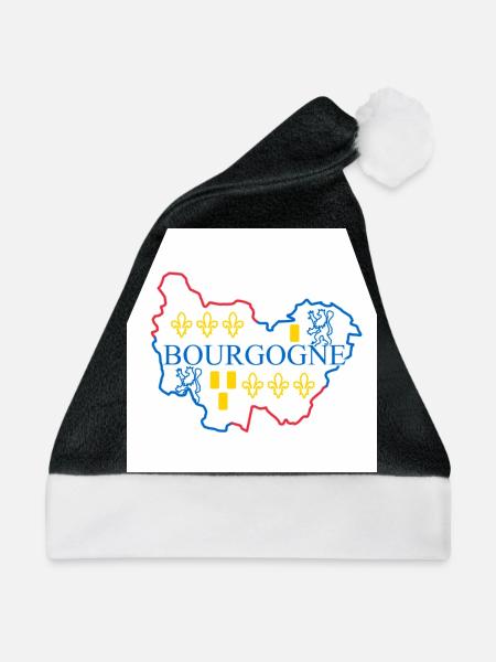 Karte von Burgund - Weihnachtsmütze - Schwarz/Weiß