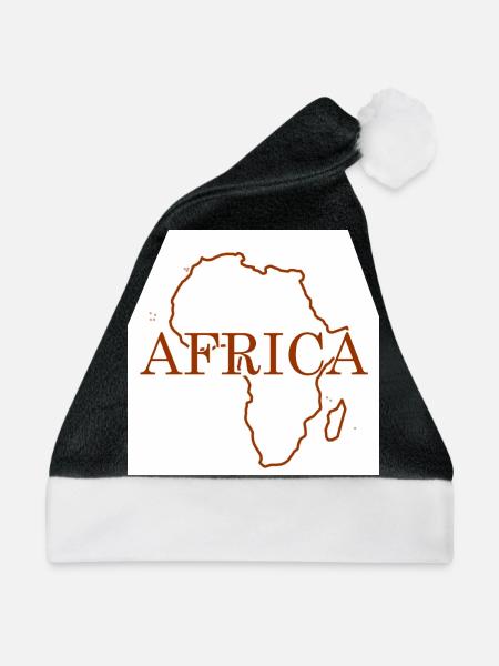 Karte von Afrika - Weihnachtsmütze - Schwarz/Weiß