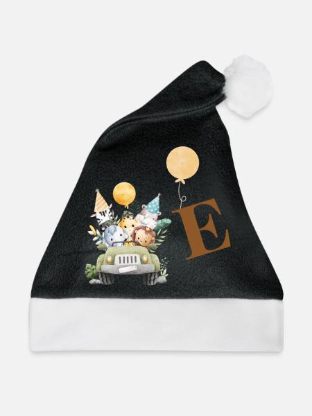 Buchstabe E Safari - Weihnachtsmütze - Schwarz/Weiß