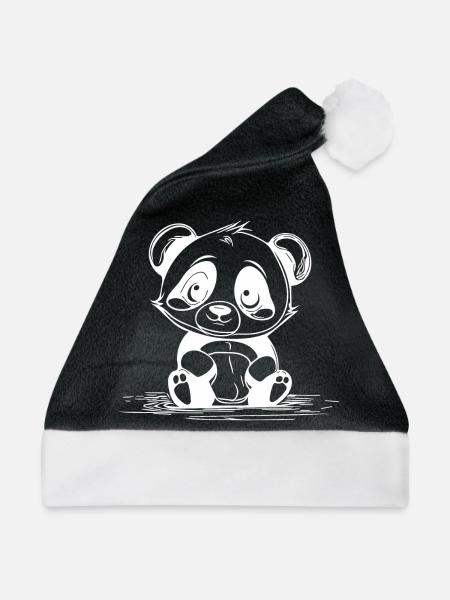 Knuddelige Kinder Bären niedliches Kuscheltier - Weihnachtsmütze - Schwarz/Weiß - Vorne