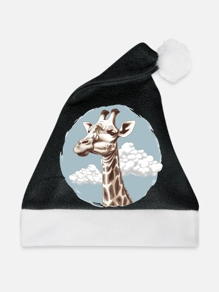 Giraffe im Himmel - Weihnachtsmütze - Schwarz/Weiß
