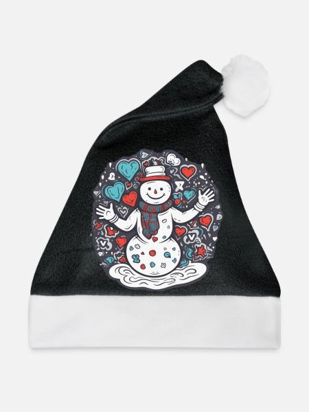 Schneemann - Weihnachtsmütze - Schwarz/Weiß