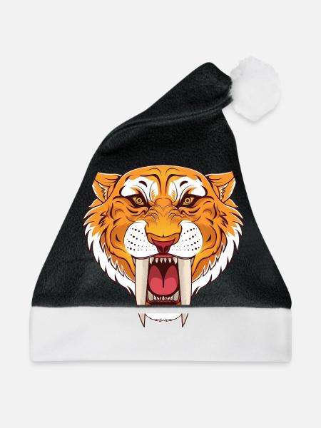 Urzeit Säbelzahntiger - Weihnachtsmütze - Schwarz/Weiß - Vorne