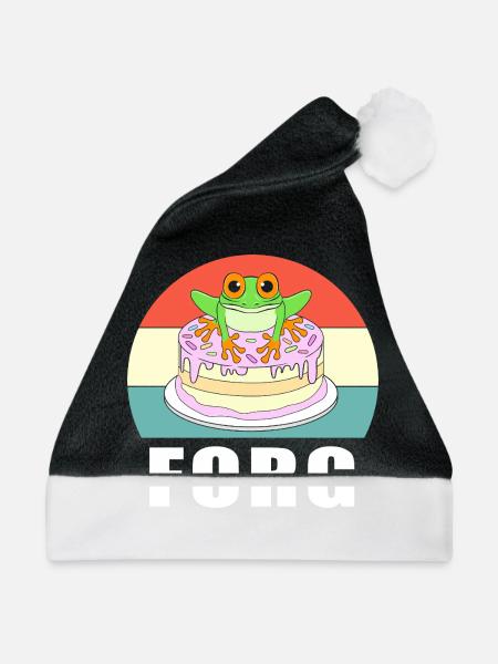 Frosch Laubfrosch - Weihnachtsmütze - Schwarz/Weiß - Vorne