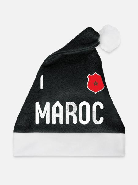 Marokko T-Shirt mit der Nummer 1 - Weihnachtsmütze - Schwarz/Weiß - Vorne
