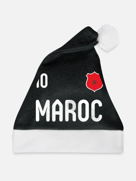 Marokko T-Shirt mit der Nummer 10 - Weihnachtsmütze - Schwarz/Weiß - Vorne