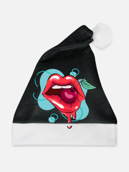 Red Lipstick - Weihnachtsmütze - Schwarz/Weiß