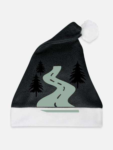 Straße Bäume Weg - Weihnachtsmütze - Schwarz/Weiß
