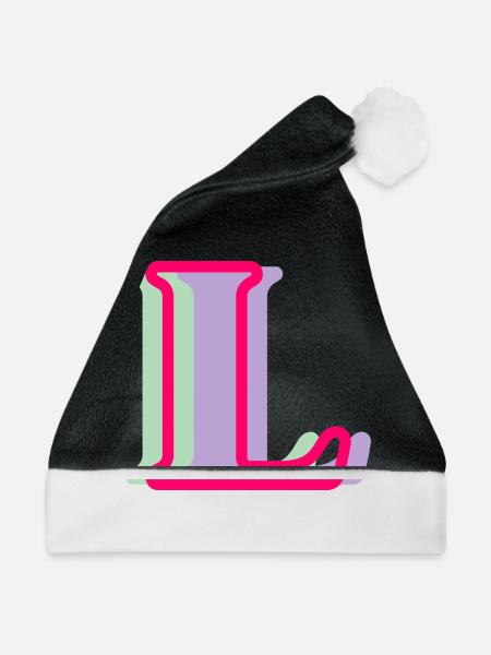 Mehrfarbiger Buchstabe l - Weihnachtsmütze - Schwarz/Weiß