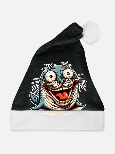 Robbe Seehund - Weihnachtsmütze - Schwarz/Weiß