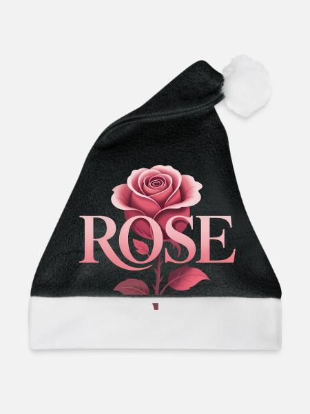 Rose - Cooles botanisches Logo - Weihnachtsmütze - Schwarz/Weiß