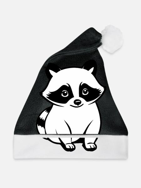 Waschbären Liebe - Pet Design - Weihnachtsmütze - Schwarz/Weiß