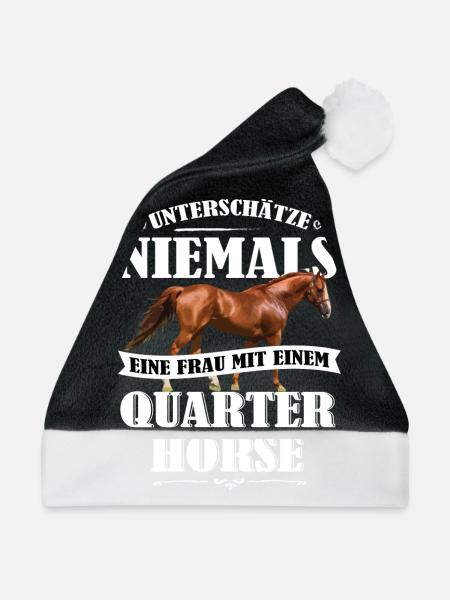 Quarter Horse Pferde Shirt-UNF - Weihnachtsmütze - Schwarz/Weiß