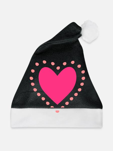 Herz - Weihnachtsmütze - Schwarz/Weiß