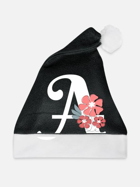 Minimalistischer Blumenbrief - Weihnachtsmütze - Schwarz/Weiß