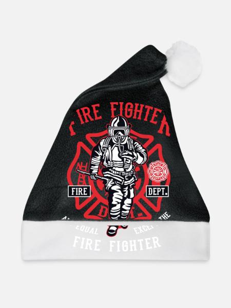 Fire Fighter - Weihnachtsmütze - Schwarz/Weiß - Vorne