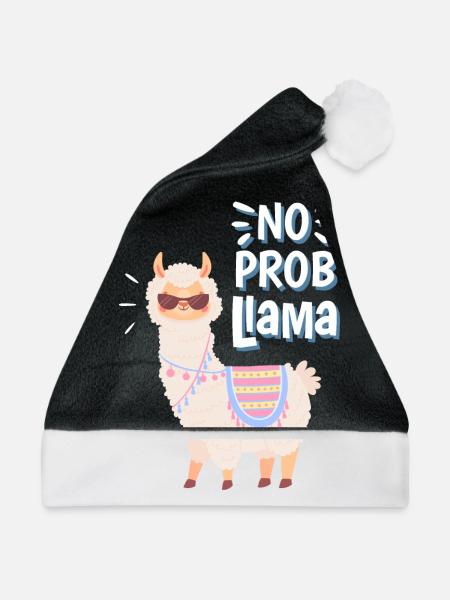 cooles Lama - Weihnachtsmütze - Schwarz/Weiß - Vorne