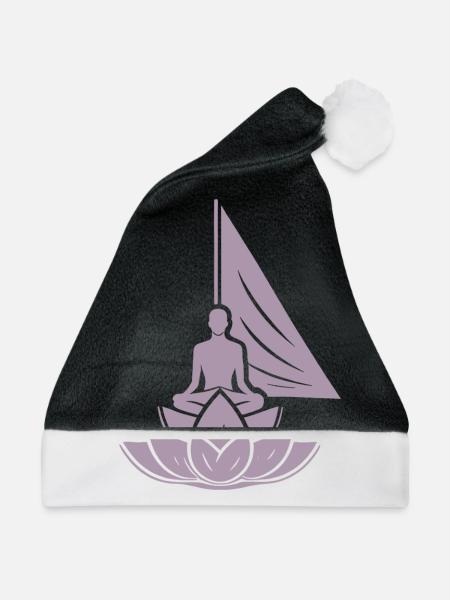 Meditation Segelboot Lotus Innerer Frieden - Weihnachtsmütze - Schwarz/Weiß - Vorne