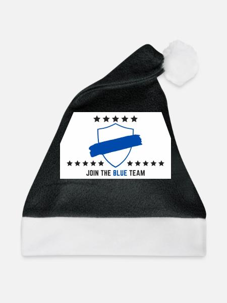 JOIN THE BLUE TEAM // WHITE VERSION - Weihnachtsmütze - Schwarz/Weiß - Vorne