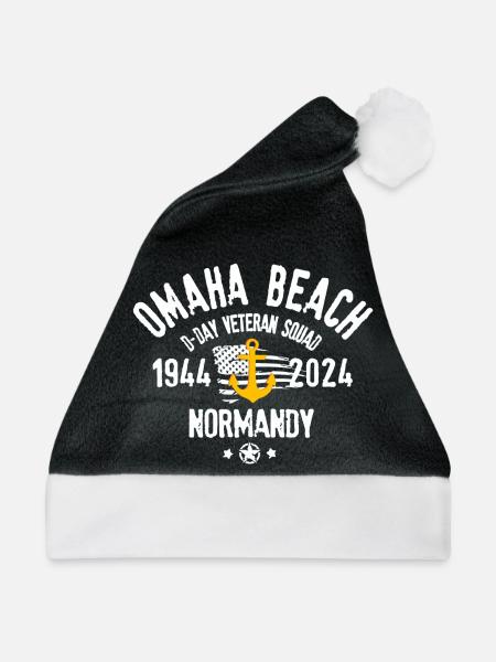 Omaha Beach D Day Veteranenkader 1944 2024 - Weihnachtsmütze - Schwarz/Weiß - Vorne