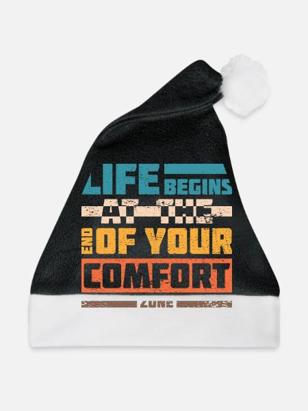 Life Begins At The End Of Your Comfort Zone - Weihnachtsmütze - Schwarz/Weiß - Vorne