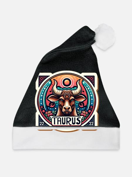 Taurus Sternzeichen - Weihnachtsmütze - Schwarz/Weiß - Vorne